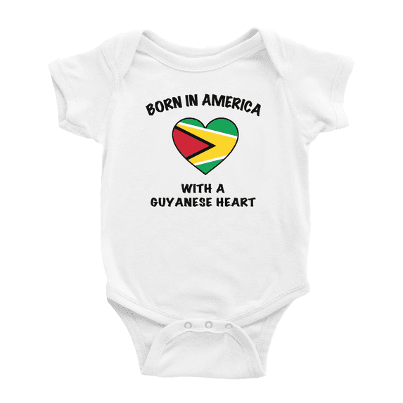 Born In America With A Guyanese Heart Cute Baby Clothing Bodysuits For Boy Girl