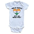 thumbnail image 1 of Born In America With A Indian Heart Baby Bodysuit India Flag Baby Bodysuit, 0-3 Months White, 1 of 2