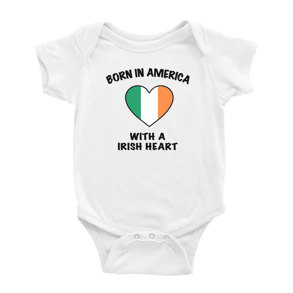 Born In America With A Irish Heart Cute Baby Clothing Bodysuits For Boy Girl