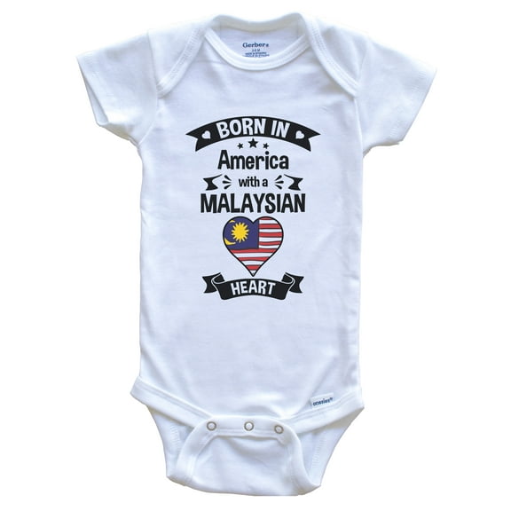 Born In America With A Malaysian Heart Baby Bodysuit