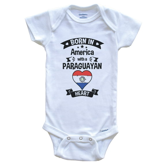 Born In America With A Paraguayan Heart Baby Bodysuit
