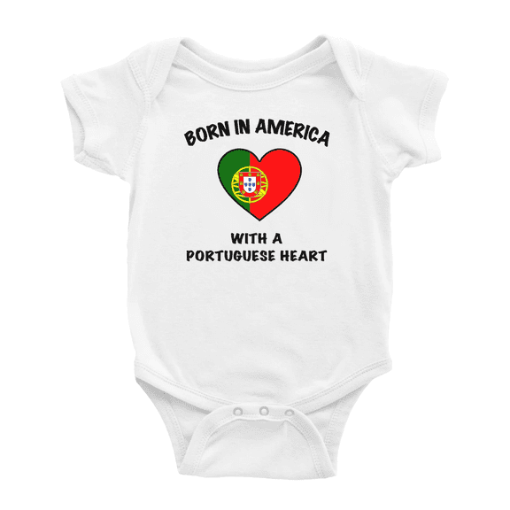 Born In America With A Portuguese Heart Cute Baby Clothing Bodysuits For Boy Girl