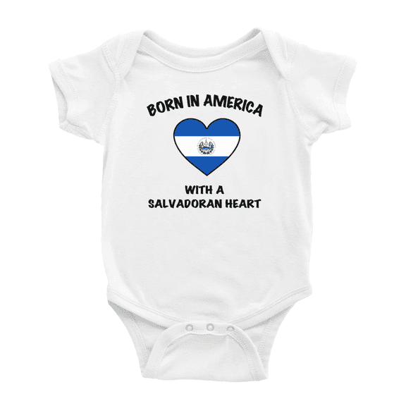 Born In America With A Salvadoran Heart Cute Baby Bodysuit
