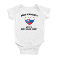 thumbnail image 1 of Born In America With A Slovakian Heart Cute Baby Clothing Bodysuits For Boy Girl, 1 of 5