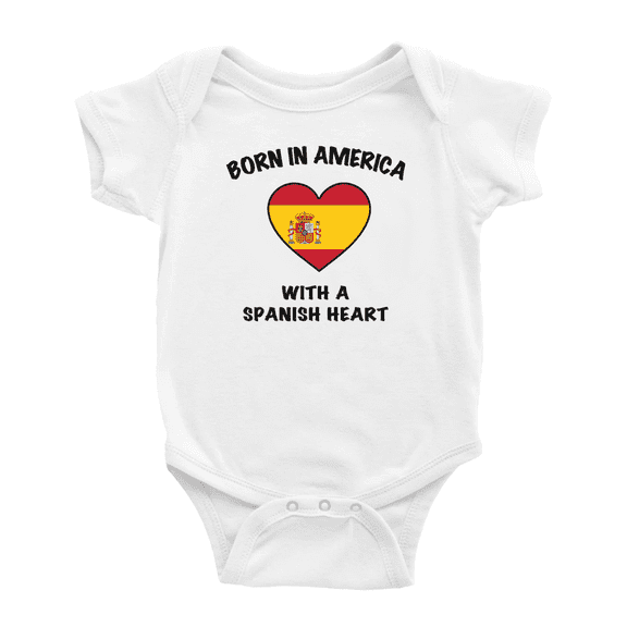 Born In America With A Spanish Heart Baby Clothing Bodysuits Infant For Boy Girl