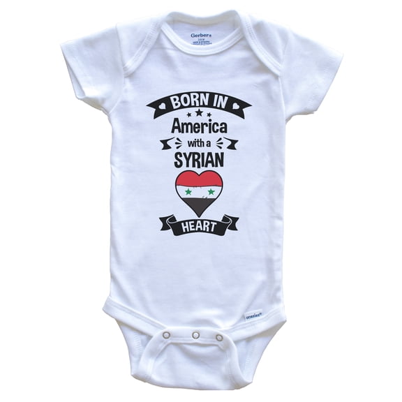 Born In America With A Syrian Heart Baby Bodysuit