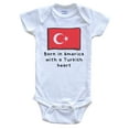 thumbnail image 1 of Born In America With A Turkish Heart Cute Turkey Flag Baby Bodysuit, 3-6 Months White, 1 of 2