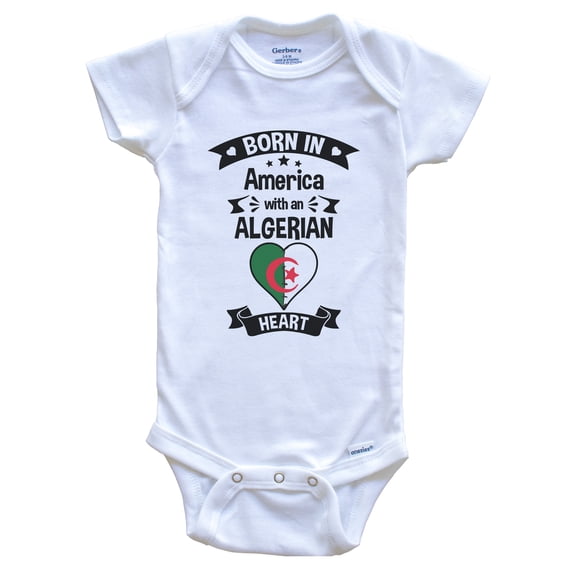 Born In America With An Algerian Heart Baby Bodysuit