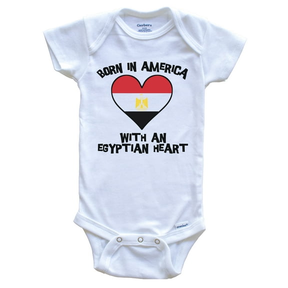 Born In America With An Egyptian Heart Baby Bodysuit Egypt Flag Baby Bodysuit, 0-3 Months White