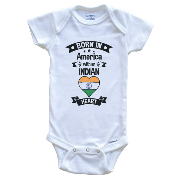 Born In America With An Indian Heart Baby Bodysuit
