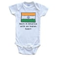 thumbnail image 1 of Born In America With An Indian Heart Cute India Flag Baby Bodysuit, 0-3 Months White, 1 of 2