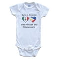 thumbnail image 1 of Born in America with Mexican and Filipino Parts Funny Mexico Philippines Flags Baby Bodysuit, 0-3 months white, 1 of 4