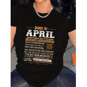 Born In April Birthday Party Aries Zodiac King Queen T-Shirt Graphic Tee summer Tops For Women Round Neck Fashion Cotton shirts