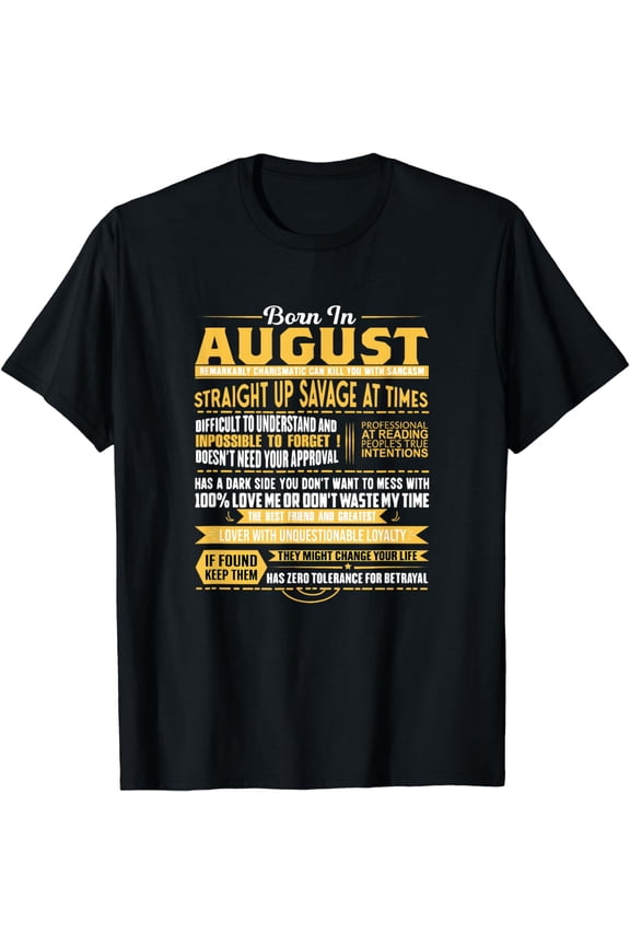 Born In August Leo Zodiac Virgo Birthday Month Fun T-Shirt