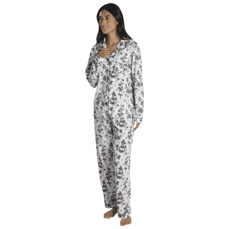 Born Long Sleeve Notch Collar Women's Pajama Set (Ivory Branched