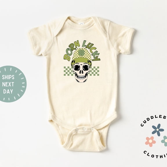Born Lucky St. Patrick's Day Baby Bodysuit, First St. Patrick's Day, Retro Bodysuit, Lucky Charm, Gift for Baby