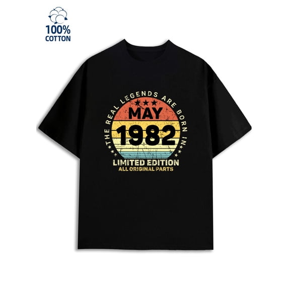 Born in May 1982 mens 180G 100% Cotton black Trendy Unisex Shirt Graphic Tee tshirts Original Unisex Shirt Graphic tshirts Funny Unisex Shirt Graphic Tee tshirts Casual Unisex Shirt Printed tshirts