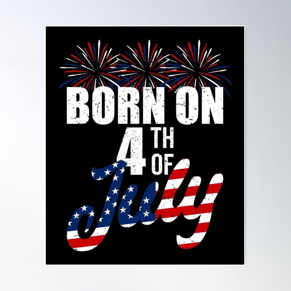 Born On 4th Of July Merica Sunglasses Design Unframed Paper Poster 8x10in