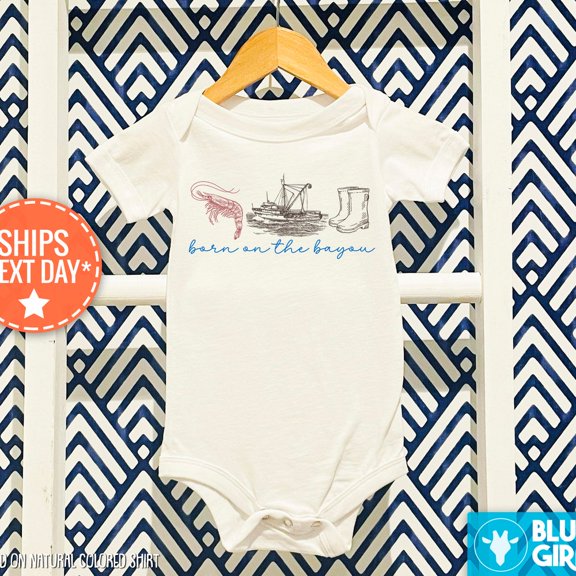 Born On The Bayou Onesie, Louisiana T-Shirts, Louisiana Fishing, Organic Baby Onesies, Cute Baby Onesie, BABY BODYSUIT LAT 4424