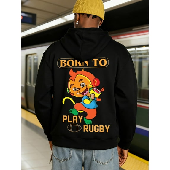 Born to Play Rugby sweatshirt Exercise men funny hoodies black Hip-Hop ...