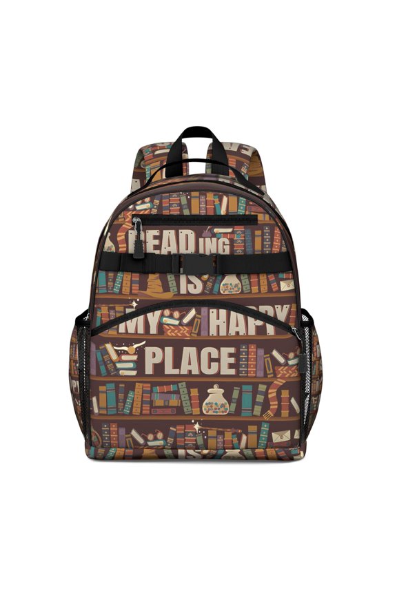Born to Read Waterproof Backpack - Lightweight Student Bag with Chest Strap & Side Pockets, Breathable & Adjustable for Daily Use - Ideal Bookcase Wall Companion for Book Lovers & Travelers