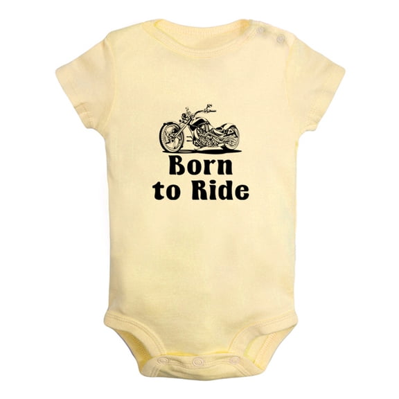 Born to Ride Funny Rompers For Babies, Newborn Baby Unisex Bodysuits, Infant Jumpsuits, Toddler 0-12 Months Kids One-Piece Oufits (Yellow, 0-6 Months)