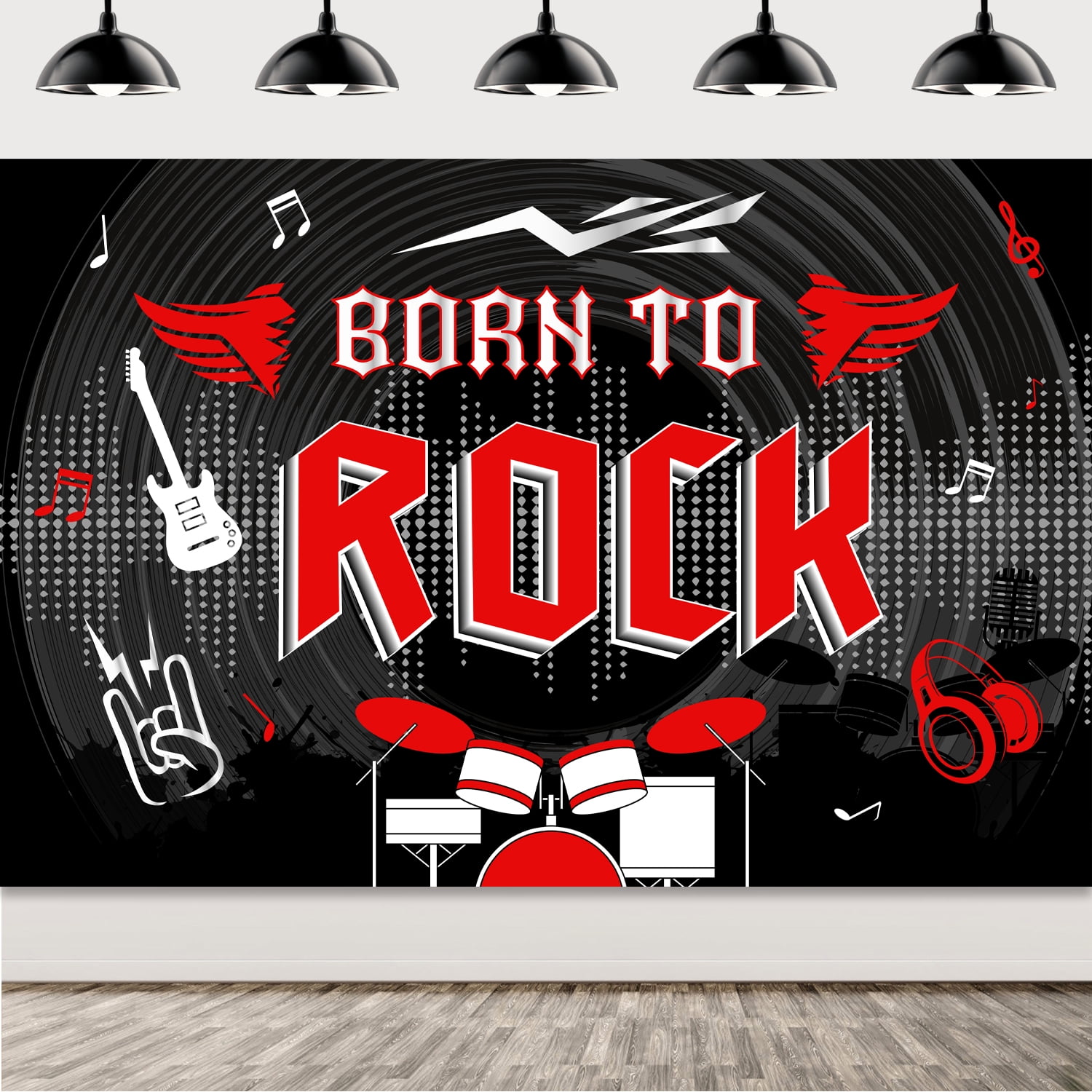 Fotohintergrund 'Born To Rock' – 150x100 Cm, Vinyl, Rock & Roll Motive Für Geburtstagsfotos
