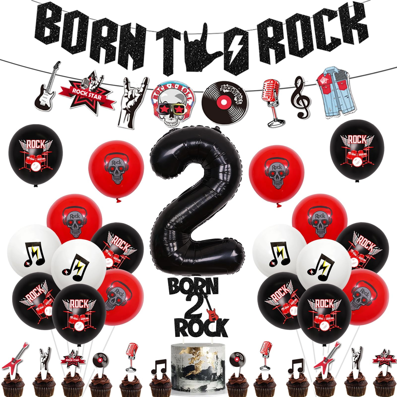 Fotohintergrund 'Born To Rock' – 150x100 Cm, Vinyl, Rock & Roll Motive Für Geburtstagsfotos