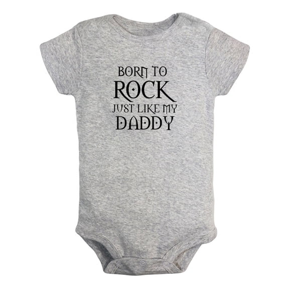 Born To Rock Just Like My Daddy Funny Rompers For Babies, Newborn Baby Unisex Bodysuits, Infant Jumpsuits, Toddler 0-24 Months Kids One-Piece Oufits (Gray, 0-6 Months)