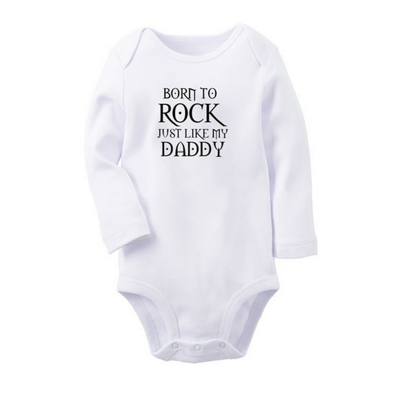 Born to Rock Just Like My Daddy Funny Rompers, Newborn Baby Unisex Bodysuits, Infant Jumpsuits, Toddler 0-12 Months Kids Long Sleeves Oufits (White, 6-12 Months)