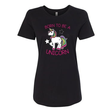 Born To Be A Unicorn Fantasy Graphic Womens T-shirts Fit, Black, Small