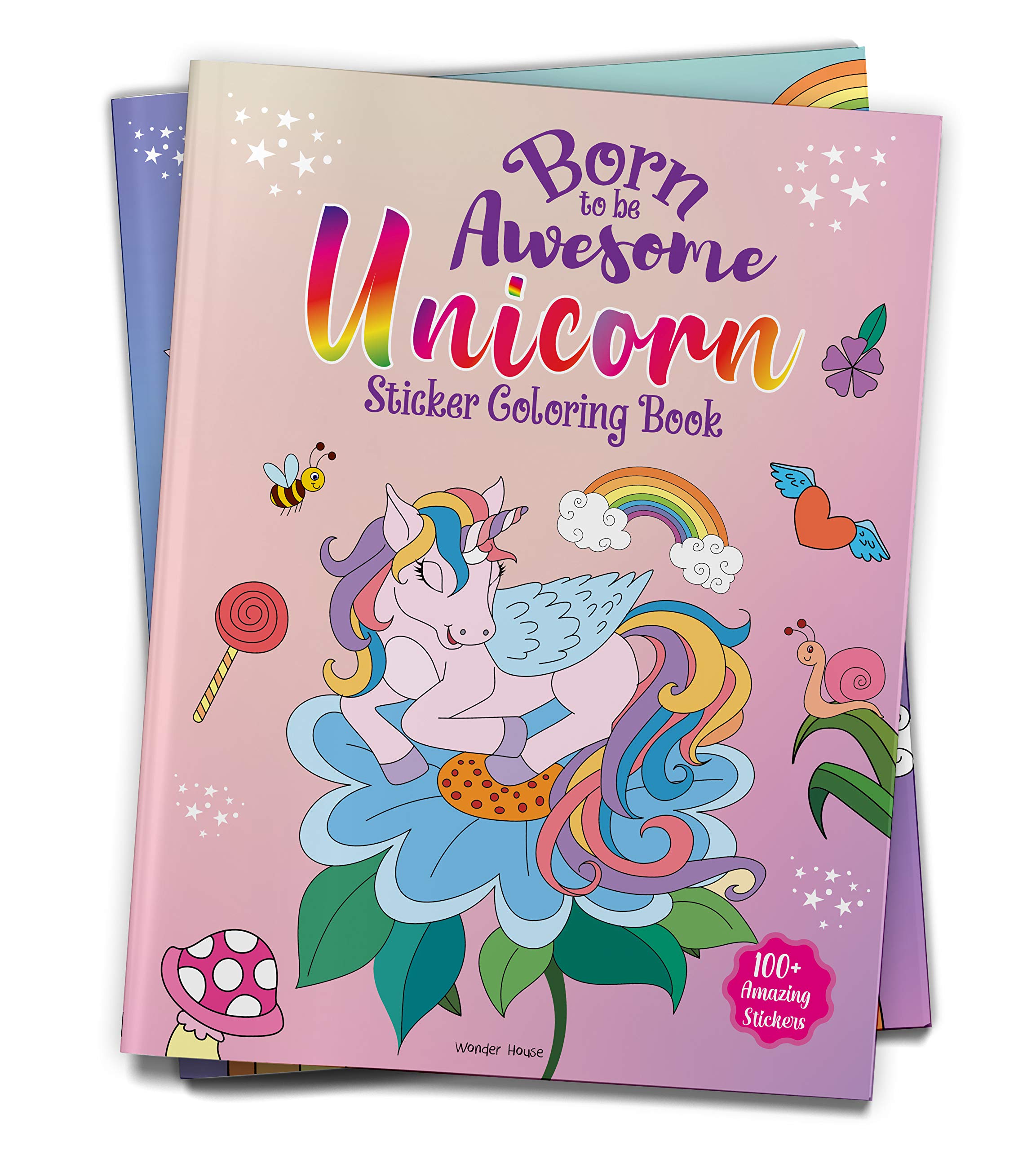 Born To Be Awesome Unicorn Sticker Coloring Book With 100+ Stickers Fun