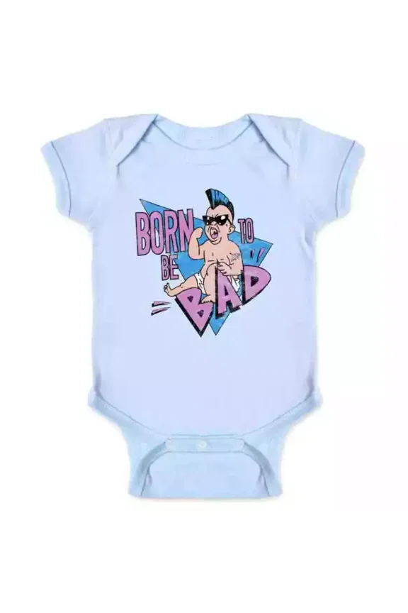Born To Be Bad Funny Retro Vintage Style 80S Baby Bodysuit Cute Baby Onesie, BABY BODYSUIT LAT 4424