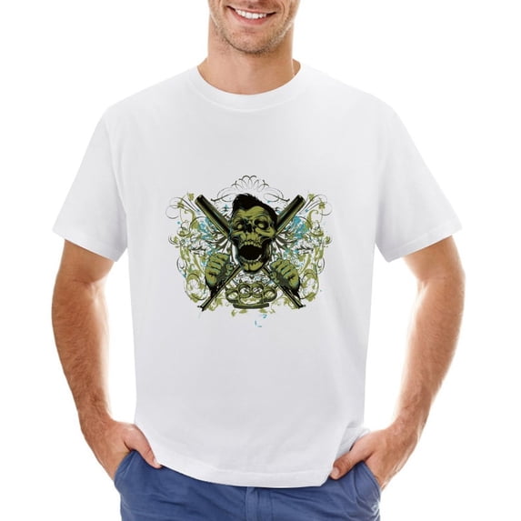 Born To Be Cage Fighter Men’s Graphic T-shirt Vintage Short Sleeve Sport Tee White 4XL