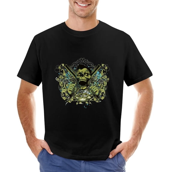 Born To Be Cage Fighter Vintage T-shirt Mens Cotton Classic Crewneck Short Sleeve Tees Unisex Black 5XL