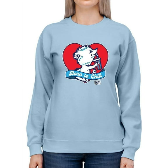 Born To Chill Heart - Cozy Polar-Bear ICEE Graphic Sweatshirt Women's