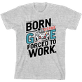 thumbnail image 1 of "Born To Game, Forced To Work" Youth Heather Gray Crew Neck Short Sleeve Tee-Large, 1 of 4