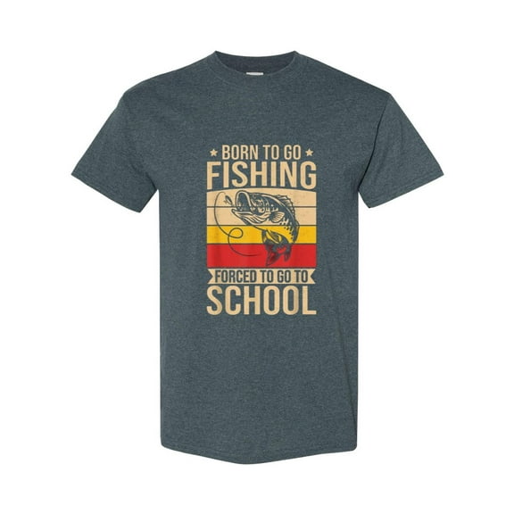 Born To Go Fishing Forced To School Funny Angler Hobby T-Shirt, for men & women, up to size 5XL