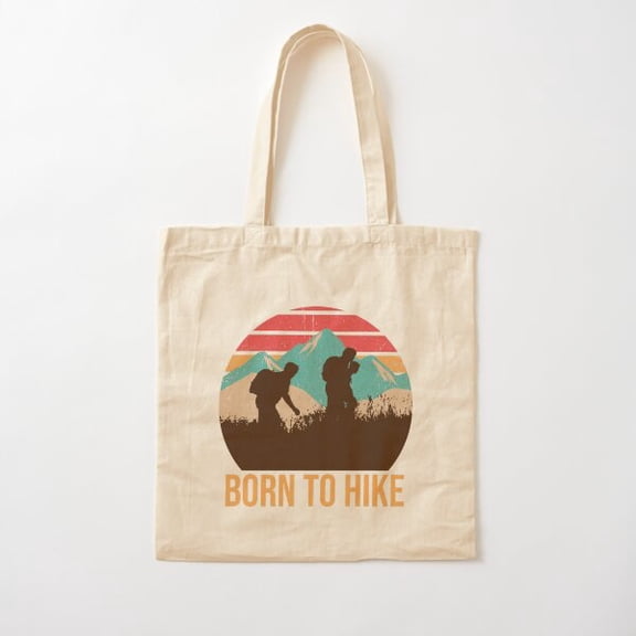 Born To Hike Cotton Tote Bag Canvas Tote Bag, Family Gift For Mother, Her