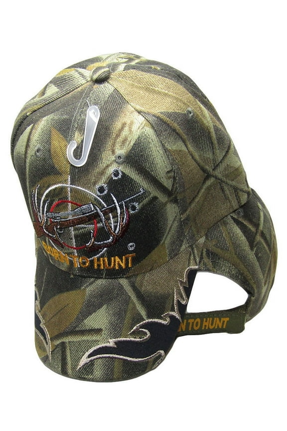 Born To Hunt Forced To Work - Deer Hunting Camo Embroidered Cap/Hat - Adjustable