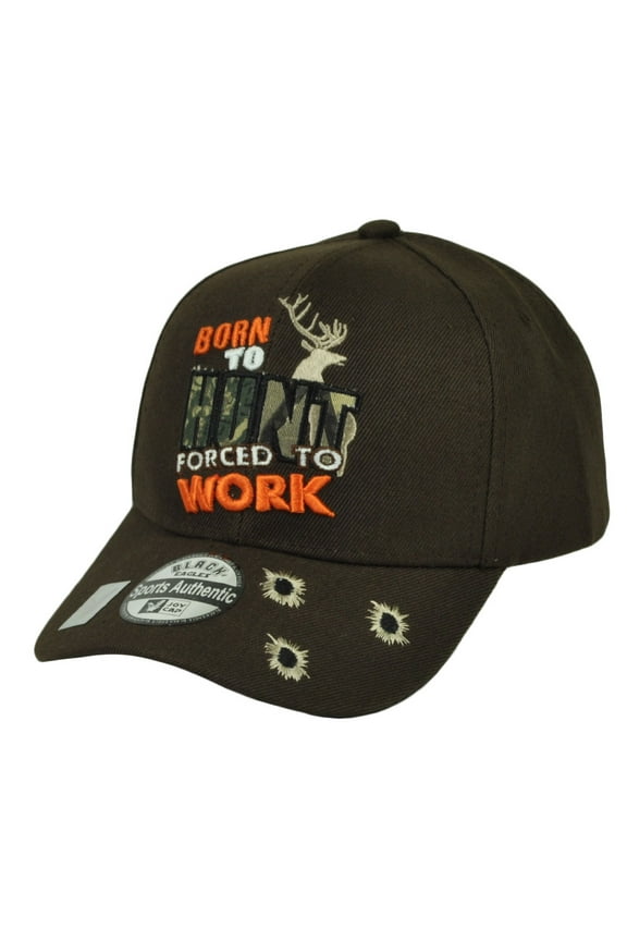 Born To Hunt Forced To Work Hunting Hunter Bullet  Brown Hat Cap Camping
