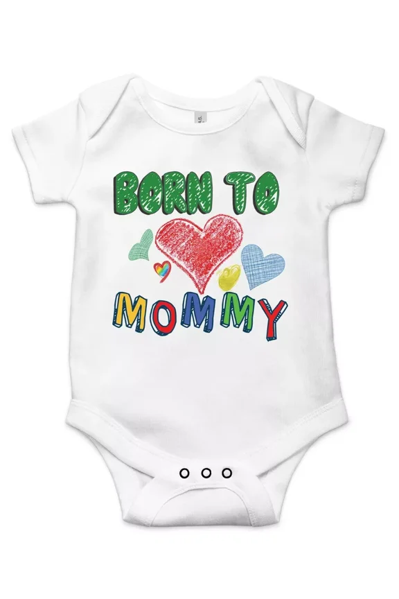 Born To Love Mommy Best Shower Gift Cute Funny Infant Message Baby Bodysuit Cute Baby Onesie, BABY BODYSUIT LAT 4424
