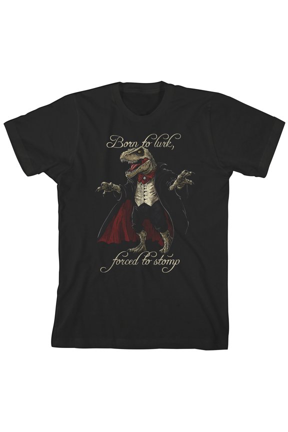 Born To Lurk Forced To Stop Youth Black Crew Neck Short Sleeve T-shirt-XS