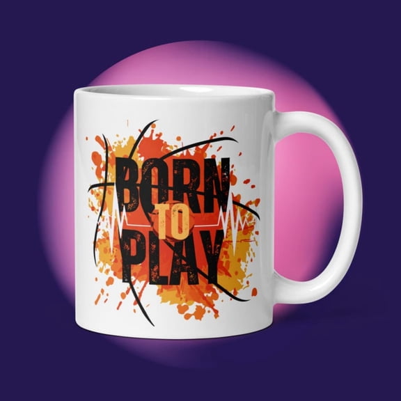 Born To Play Mug Gamer Gift, Sport Theme Ceramic Cup.