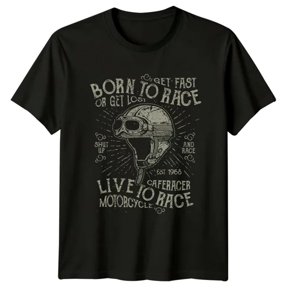 Born To Race Cafe Racer Motorcycle Mens T-Shirt Womens Tee Graphic Unisex Top