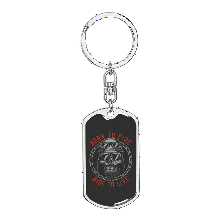 Born To Ride Biker Stainless Steel or 18k Gold Premium Swivel Dog