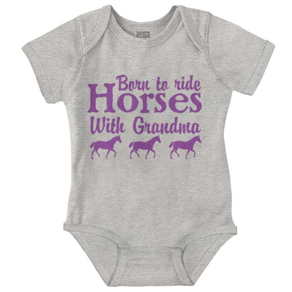 Born To Ride Horses With Grandma Romper Boys or Girls Infant Baby Brisco Brands 18M