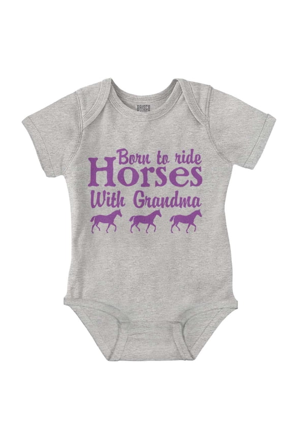 Born To Ride Horses With Grandma Romper Boys or Girls Infant Baby Brisco Brands 18M