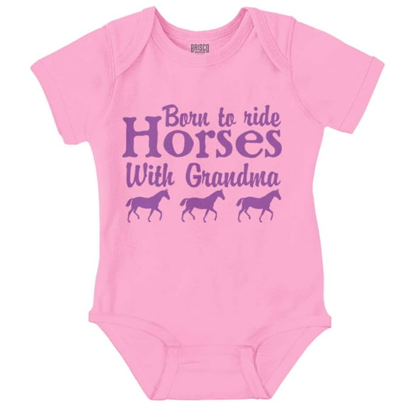 Born To Ride Horses With Grandma Romper Boys or Girls Infant Baby Brisco Brands 18M