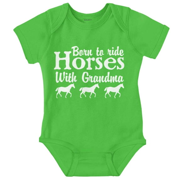 Born To Ride Horses With Grandma Romper Boys or Girls Infant Baby Brisco Brands 24M